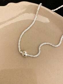 Nooxian 1 pieza Collar de cuentas con diseño minimalista de estrellas, cadena brillante para la clavícula - Plateado - Ver 4