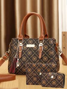 新款时尚高端印花母女包三件套女士手提包 - 彩色 - 查看 8
