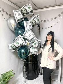 2/4pcs Reusable Dollar Bill Balloons, Large Size Fake Money Balloons For Birthday Decoration, Dollar Bill Party Balloons, Money Theme Birthday, Casino Party, Graduation, FUN Money Theme Party, Las Vegas Party, Birthday Gift For Dad, Bank Interior Decor Balloons - Multicolor - View 6