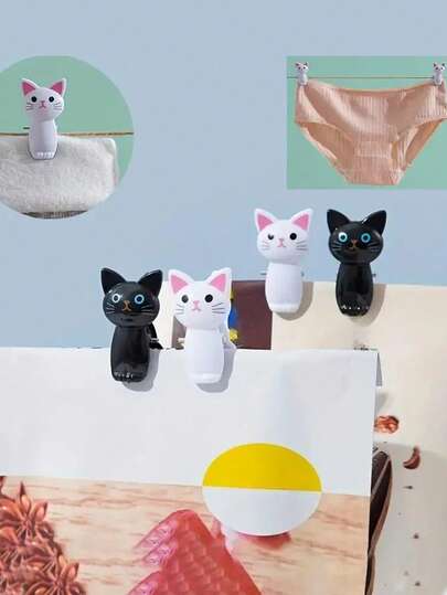 Cat-Shaped Food Storage Bag Clips - Airtight Sealing Kitchen Organizers With Black & White Tabby Cats,Plastic Bag Clips For, Snacks, Pantry, Lunchbox - Cute Multifunctional Cat Design, Bag Clips For Food, Snack Clips, Clips For Food Bags, Food Clips, Food Clips For Bags, Sealing Clips, Sealing Clip, Food Clip, Seal Clips, Food Storage Clips