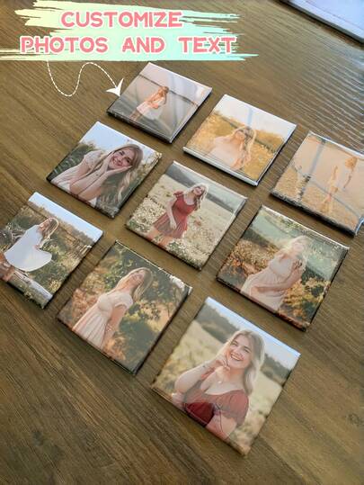 1 pieza Imán de nevera cuadrado de acrílico personalizado, con foto y texto personalizados, perfecto para familia, amigos, parejas, decoración del hogar, Navidad