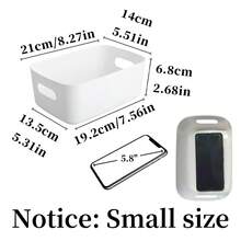 1/10个迷你白色塑料储物篮，带提手 - 多功能长方形储物盒，适用于厨房橱柜、浴室和食品储藏室 - 非常适合存放香料、零食等必需品，也可用作置物篮 | 非食品接触层 - 白色 - 查看 3