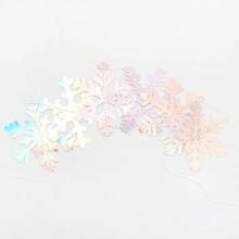 IridescentHolographic SnowflakeSnow Christmas PartyDecorations Garland 6pcs Winter Girl Frozen Birthday New Year Hanging Decoration Streamers Banner Wonderland Party Supplies Decor Panduola - 彩虹唱片全息圖 - 查看 4