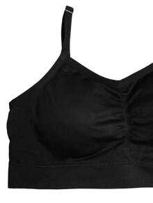Zee Rucci Girls' Seamless Comfortable Cropped Top With Padded Bra And Straps, Sizes 4 To 16, Basic - 黑色 - 查看 3