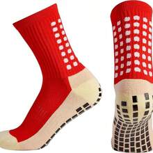 Men's Soccer Socks - Non Skid Anti Slip Socks For Football Basketball Hockey Rugby Sports 3 Pair Red - Đỏ - Xem 4