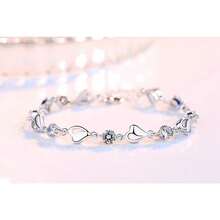925 Sterling Silver Bracelets For Women Teens, Love Heart Charm Chain Bracelet Bangle Fashion Jewelry Gifts{Inchcolor_nameinch:Inchheartchain-Whiteinch} - 心鏈-白色 - 查看 3