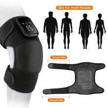 Hailicare 加长型膝部按摩器，带加热和振动功能，电加热膝垫，3种加热模式，USB充电，按摩膝垫，LCD触摸屏，可调节加长绑带，缓解关节不适，适合作为圣诞节、万圣节、感恩节礼物送给朋友和父母。 - 黑色 - 查看 3