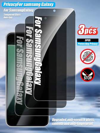 3 piezas Protector de pantalla de vidrio templado, anti-arañazos, bordes redondeados, anti-rotura, compatible con Galaxy A13/A14 5G/A23/A34/A54/S24 FE/A54A35/A15/A05s/S23 Fe/S24FE/A06/A36/A56/A26, compatible con fundas de teléfono