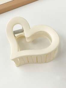 4 pezzi/1 pezzo Fermagli per capelli da donna a forma di cuore, leggeri in plastica, di colori nero, bianco, cachi e marrone, di 6,2 cm di lunghezza, eleganti e semplici, di colore unito, adatti per uso quotidiano, casual, festa, pendolarismo, spiaggia, acconciature, trucco, accessori per outfit