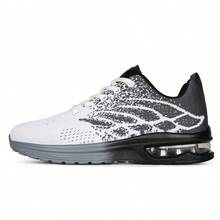 Stylish Lace-Up Sneakers - Fashion Sneakers With Breathable Knitted Upper, Lightweight And Casual Design, Ideal For Low-Top Sports, Running, And Outdoor Activities - 黑與白 - 查看 13