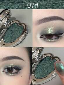 HERORANGE Metallic Glitter Heart Single-Color Eyeshadow Palette, Waterproof And Sweat-Proof, Soft Blending Formula, Suitable For Music Festivals, Stage Performances, Halloween Parties, Blue, Purple, Green And Silver Eyeshadow Palette - 彩色 - 查看 14