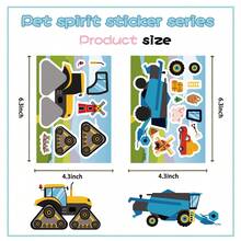 8Sheets Cartoon Engineering Vehicle Puzzle Stickers DIY Decorative Decals Phone Case Laptop Diary Guitar Cups Stationery Waterproof Stickers - Multicolor - View 4