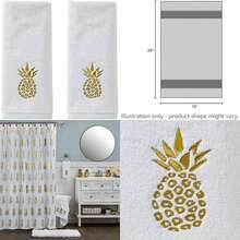 SKL Home - Dispensador en Forma de Piña Dorada, Cortina para baño, Marino/Dorado, 72"x72", 1(Juego de toallas de mano, blanco) - Tipo 4 - Ver 1