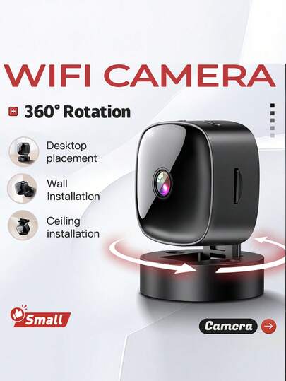 1080P Night Vision Mini Portable High Definition WIFI Camera, 360° Adjustable, Desktop, Wand Mounted, Ceiling Mounted Installation, Mobile Detection Alarm, Supports TF Card Cloud Storage, Applicable Home Bedroom, Corridor, Baby Crib, Office Etc.