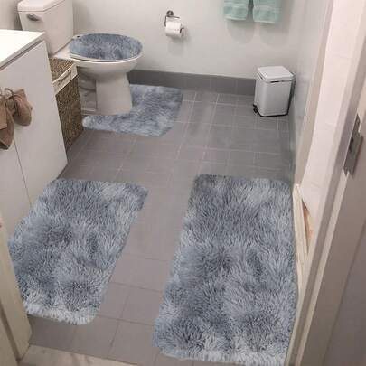 4 PCS Bathroom Floor Mat Carpet, Tie-Dyed Mixed Color Bathroom Mat Is Soft, Comfortable And Absorbent, Machine Washable, Suitable For Bathroom Shower Room