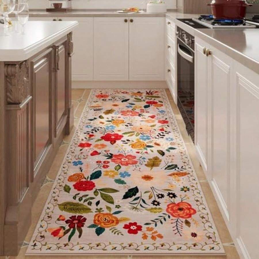 Rugcomf - Alfombra para sala de estar, 6 x 9 pulgadas, lavable a máquina, estilo bohemio, antideslizante, floral, clásico, de pelo bajo, alfombra grande para sala de estar, recámara, granja, comedor,(8' x 2'7" (Rectangular) Beige) - Tipo 22 - Ver 1