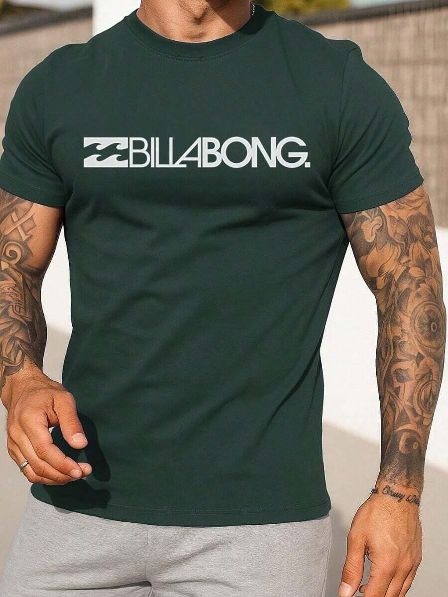Men's Casual Shirt With Billa Print, 100% Cotton - Màu xanh lá cây đậm - Xem 1