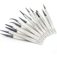 FEITA - Juego de pinzas de precisión – Pinzas antiestáticas reemplazables de acero inoxidable ESD para electrónica, joyería, laboratorio, pasatiempo (8 piezas) - 1 - Ver 1