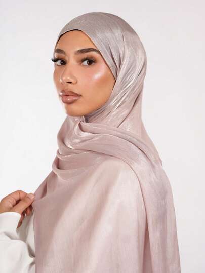 1 pièce Foulard doux en soie de couleur unie pour femmes, foulard long de style arabe décontracté, cache-tête unicolore conservateur, convient pour une utilisation quotidienne avec des vêtements