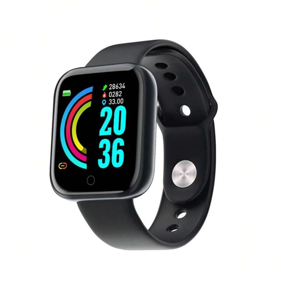 Smartwatch D20S Y68 display de 1.44" con correa de silicona color negro - Negro - Ver 1