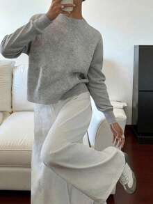 Pull femme automne/hiver, style mode minimaliste, décontracté chic, élégant, confortable, polyvalent et affinant. Top coréen pour les femmes, idéal pour les occasions de travail, les sorties et les vacances