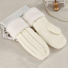 Winter Strickhandschuhe mit Fleece gefüttert, übergroß und verdickt, warme Handschuhe, verdickte fingerlose Handschuhe