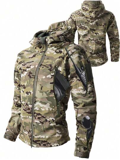 Męska kurtka sportowa z podszewką termiczną, wiatroszczelna, wodoodporna, outdoorowa, typu softshell, na jesień/zimę, z polaru