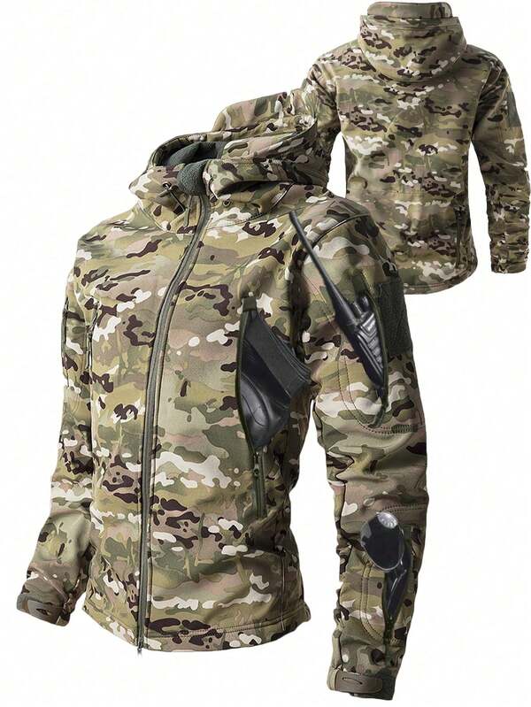 Veste de sport décontractée doublée thermique pour hommes, veste softshell coupe-vent et imperméable pour l'automne/l'hiver, polaire