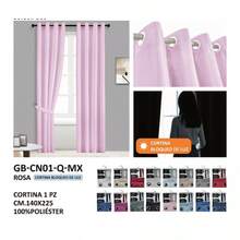 Juego de Cortinas Rosa claro Modernas con Ollaos para Barra - Rosa Roja - Ver 5