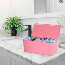 Pad And Tampon Organizer For Bathroom,Sanitary Napkin Holder, Pad And Tampon Organizer For Period, Sanitary Napkin Storage Container, Light Pink{Inchcolorinch:InchPinkinch} - 粉色 - 查看 4