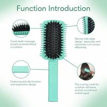Curl Defining Brush, Volume Curly Hair Brush Products For Effortlessly Detangling Combing And Styling Women's Curls, Waves & Coils, Hair Tools To Reduce Pulling - 綠色1件 - 查看 3