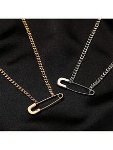 Creative Pin Necklace Special-Interest Design Simple Paper Clip Clavicle Chain Cold Wind Personalized Pendant Couple Accessories - 02 Bạc DZ-581 - Xem 5