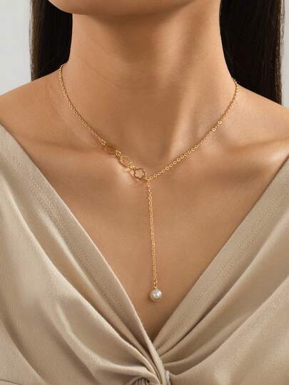 1 chiếc vòng cổ chữ Y đính cỏ ba lá và ngọc trai giả thời trang dành cho nữ, thích hợp để đeo hàng ngày, hẹn hò, dự tiệc, quà tặng hoàn hảo cho bạn gái, tặng mẹ vào ngày lễ tình nhân, lễ tạ ơn