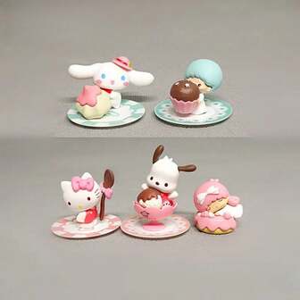 Cinnamon Dog Gemini Dolls - Cute Dessert-Themed Cartoon Figures With Cupcakes, Pastel Colors, Durable PVC Collectible Decor For Home, Office, Or Gift, Home Decoration, Playful Design, Detailed Craftsmanship, Character Figurines, Anime Fans