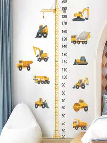 1pc Self-Adhesive Height Growth Chart Wall Sticker, Cartoon Car Truck Tractor Bulldozer Pattern Growth Measurement Ruler, Christmas Bedroom Home Wall Decor - Multicolor - View 8