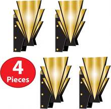 Beistle 3-D Great 20s Wall Sconces \U2013 4-Pack Double-Sided Art D Cardstock Drations With Gold And Black Geometric Design For Roaring 20s, Vintage And Gatsby-Inspired Parties, 15" - 黑色 - 查看 3