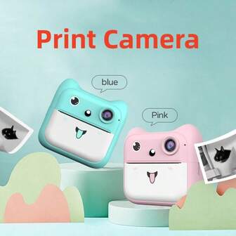 即时打印相机打印机，双1080P高清摄像头，数码相机带打印功能，配备3卷打印纸，1200mAh电池，两种打印模式，6倍变焦，适合作为礼物