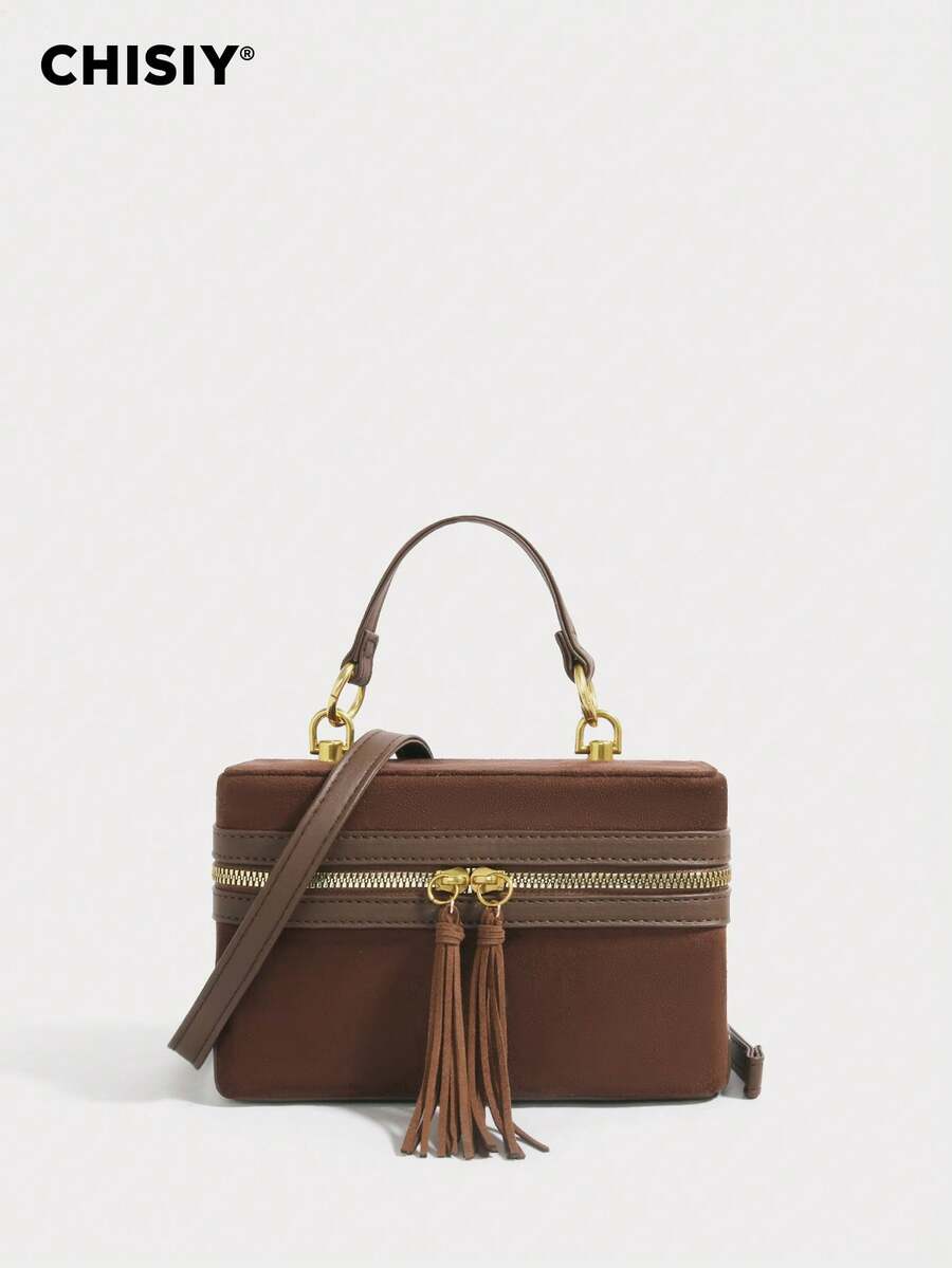 Merlard Vintage Color Block Decor Faux Leather Patchwork Minimalist One Shoulder Bag, Large Capacity Women's Commuter Bag, Casual Student Date Crossbody Bag, Suitable For Office Ladies, College Girls, Shopping, Travel, Autumn/Winter