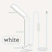 1pc White/Black LED Reading Light With Clip, USB Plug Book Light, Flexible Neck Portable Clamp Lamp For Bed Headboard,, Computers & Desk, Perfect Night Bed Light,Suitable For Halloween And Christmas. - White - View 6