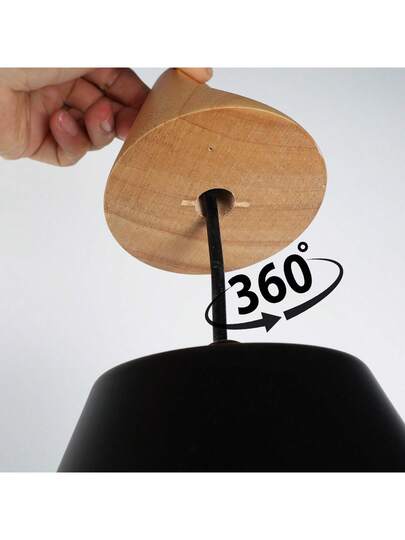 Alpinaluz Badminton Ceiling Hang Light: Zwart Metaal Hout Nordic E27 view 7