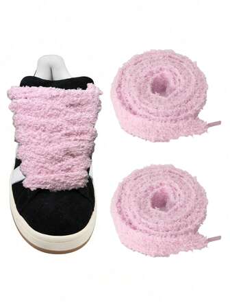 1双扁平毛绒鞋带，适用于运动鞋（120厘米/47.24英寸，20毫米宽），加厚绒毛鞋带，适用于休闲鞋