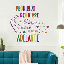 1 pieza Adhesivo de pared motivacional de dibujos animados, adecuado para la habitación de los niños, decoración de la guardería - Multicolor-G - Ver 7