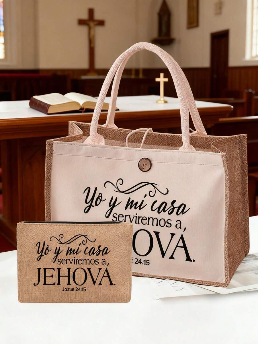 Túi xách họa tiết Chúa Giê-su kèm ngăn đựng mỹ phẩm, ví cầm tay có khóa kéo dành cho nữ, túi đựng đồ vệ sinh cá nhân thời trang khi đi du lịch, túi đựng cơm trưa, ba lô, túi tote đa năng (phù hợp cho giáo viên), túi tote vải lanh quà tặng ngày Nhà giáo, quà tặng cho phụ nữ, túi tote đựng đồ dùng hàng ngày tiện dụng. - Nhiều màu - Xem 1