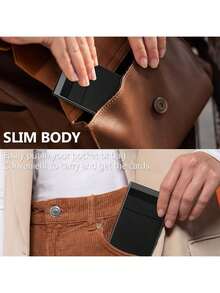 Fashion High-End Pop-Up Card Holder & Wallet For Men, Minimalist Anti-Theft Business Card Bag And Check Wallet,  Ideal Gift For Dad, Husband, Boyfriend.Men's And Women's Wallets & Check Holders - Grey - View 6