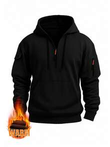 Bộ quần áo hoodie lót giữ nhiệt thể thao ngoài trời thường ngày cho nam, Thu/Đông - màu đen - Xem 2