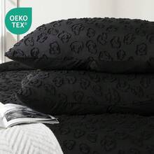 Black Leopard Print Textured FQueen Duvet Cover Set, 3 Pieces Soft Tufted Bedding FQueen Set All Seasons, Breathable And Cozy, Includes 1 Duvet Cover, 2 Pillowcases (Jacquard Black, FQueen){Inchcolor_nameinch:InchJacquardBlackinch,Inchsize_nameinch:InchFQueeninch} - 提花黑色 - 查看 5