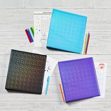 Almacenamiento de archivos  Luxe Carpeta holográfica duradera de 3 anillas, cubierta de vista personalizable, anillos redondos de 1 pulgada, 1 carpeta holográfica Aqua (03224) - Negro - - Ver 3