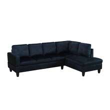 Starlight Blue Microfiber 3-Piece Sofa Set With Storage Ottoman | [2 Options]2 Purchase Options: Complete Set With 2 Pillows Or Ottoman Only, Contemporary Sectional Couch With Solid Wood Frame, Easy Assembly - 黑色 - 查看 3