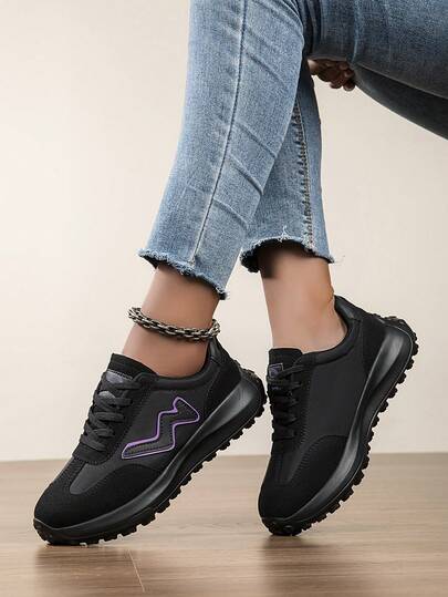 Women's Casual Sports Shoes Lace-Up Fashion Running Shoes Versatile Platform Sneakers Lightweight Comfortable