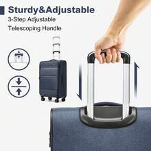 Suitcase 20 24 28 Inch 3 Piece Set Softside Luggage Cabin Carry On Check In Lightweight Spinner Wheels Tsa Lock Expandable For Travel - Navy Blue - View 7